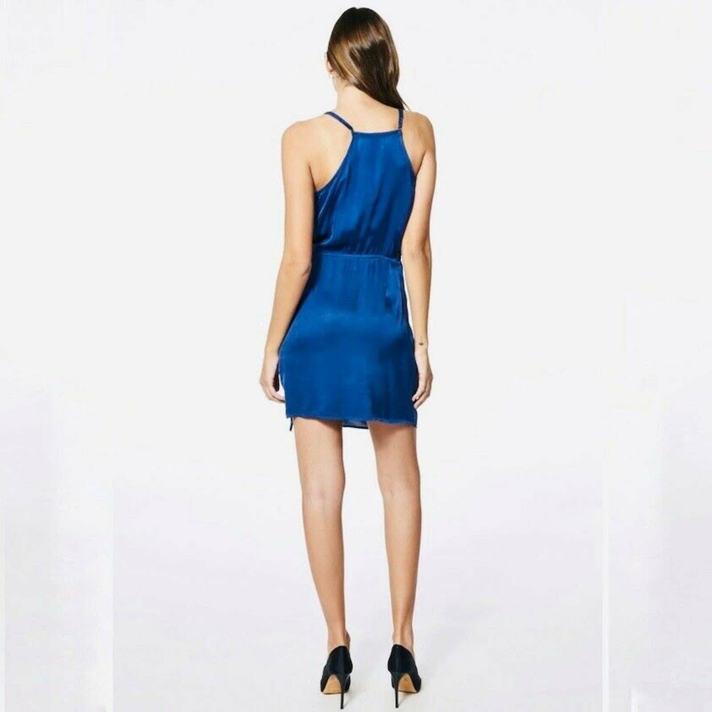 YOUNG FABULOUS & BROKE Dress Jameson Wrap Mini Dress in Jewel Blue Sky NWT - Picture 2 of 16
